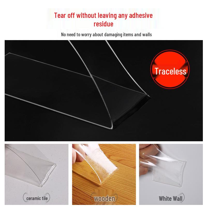 High-Viscosity Nano Double-Sided Traceless Adhesive Tape - Transparent, No-Trace, Ideal for Car, Glass, and Wall Applications