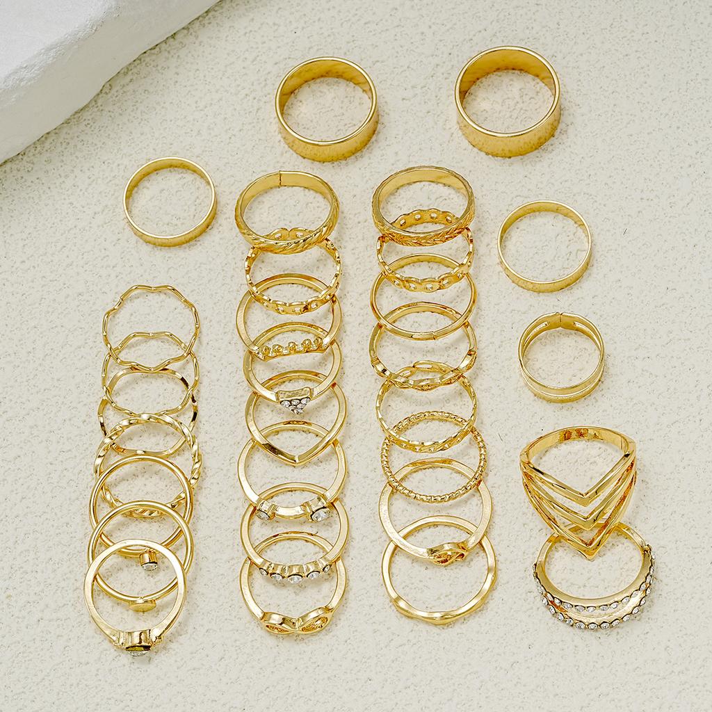 30 Stück Elegantes Boho Goldfarbenes Ringe Set Vintage Design Strass Geometrischer Fingerring Trendiger Minimalistischer Schmuck Geschenke 2026