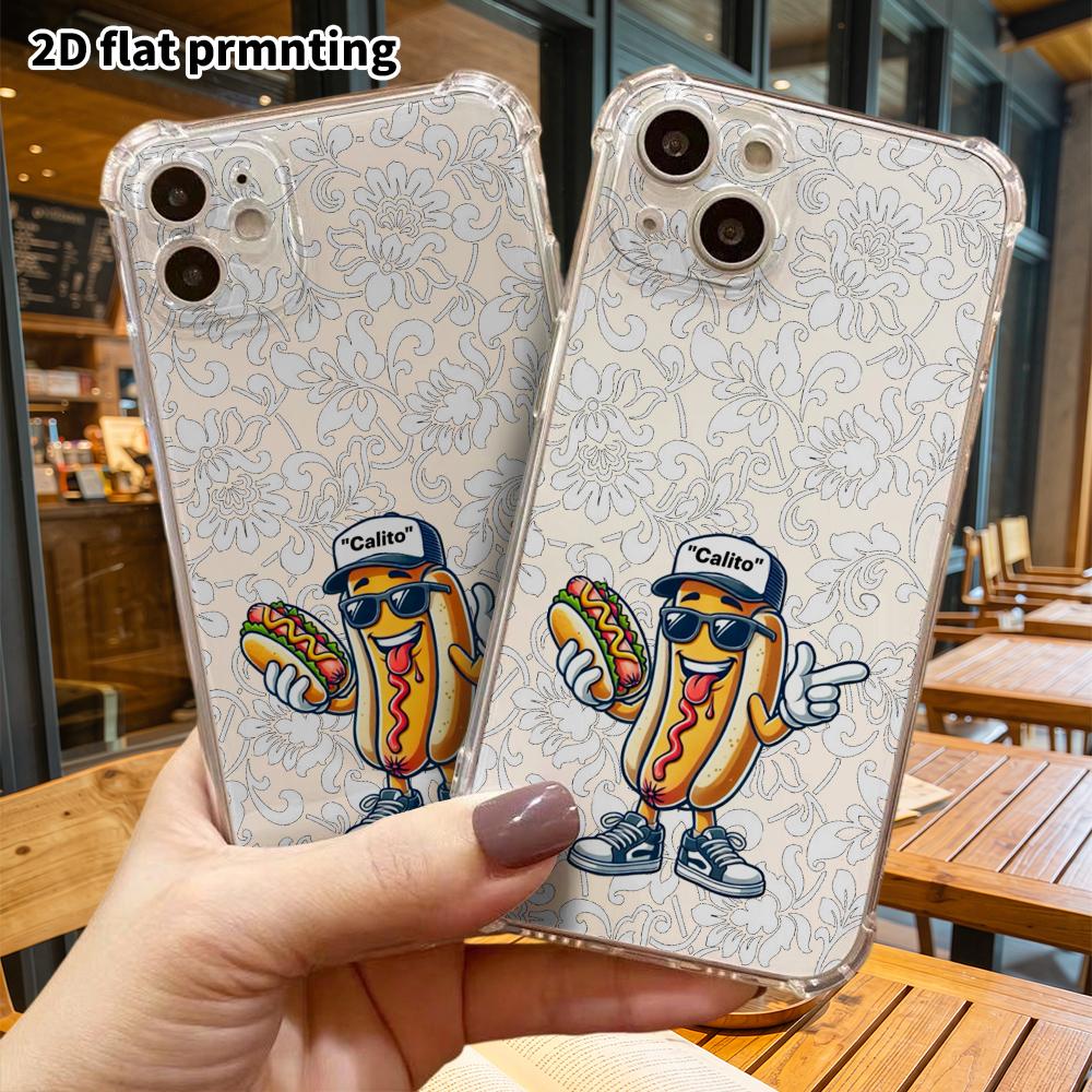 Phone Case: 2D Flat Suitable for iPhone 18 17 16 15 14 13 Pro, Transparent with Corner Protection, Hip Hop Food Style, Christmas and Halloween Gifts