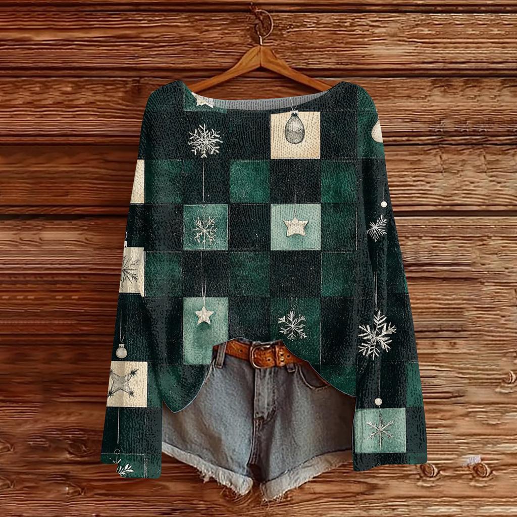 Women's Fashion Round Neck Long Sleeve Pullover Faux Sweater Knitted Pullover Top