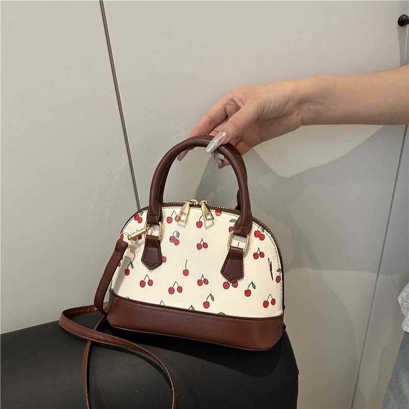 Einfache und süße bedruckte Tasche Umhängetasche Damen neue vielseitige kleine Kirsch-Schulter-Achseltasche Handtasche nv