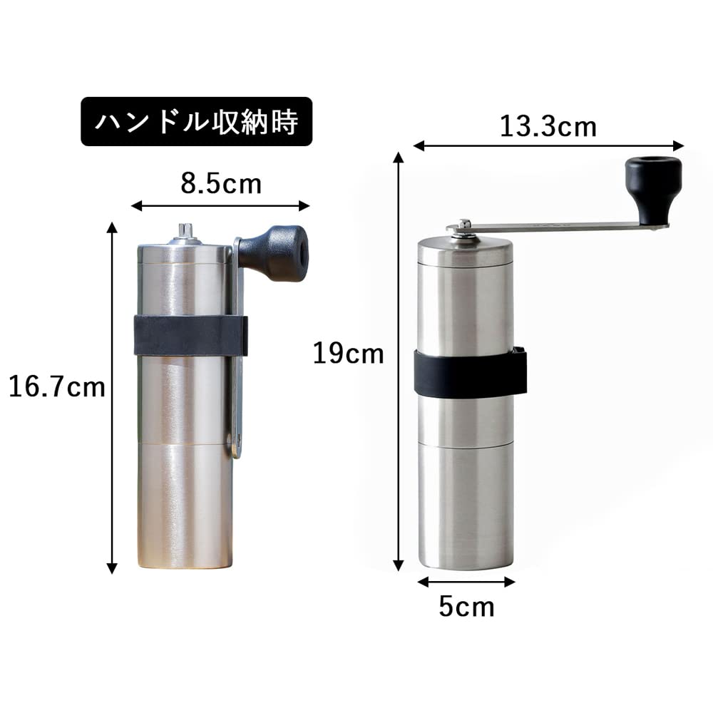 KOGU Coffee Tools Powder Control Coffee Mill Manual in Stainless Steel Grinder Hand Grinder Ceramic Blade Adjustable Grind Size Fine Powder Removal