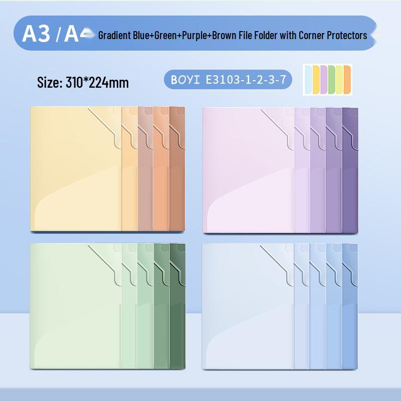 E3103 Transparent A3/A4 Folder & Loose-Leaf Paper Clip for Junior High School Students