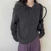 2025 Autumn/Winter Women's Korean Style Three-Button Loose Knit Hoodie Sweater