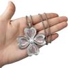 Lucky Flower Heart Necklace: Four-Leaf Clover Long Sweater Chain Women's Accessory