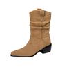 Women's high-heeled short boots autumn and winter new suede large-size casual Roman boots