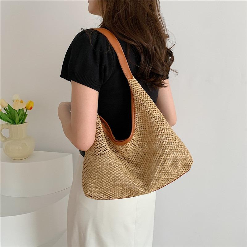Lässige gewebte tragbare Tragetasche Winter neu modisch retro ästhetisch große Kapazität Schulter Achselhöhle Damentasche