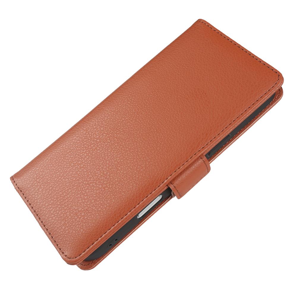 For iPhone 16 Pro Max Wallet Case with Dual Magnetic Clasp Litchi Textured Leather Flip Stand Phone Cover
