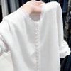 2026 Womens Soft Knit Sweater With Lace Trim Collar Loose Fit Elegant Pullover In Multiple Colors