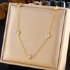 Gold Heart Crystal Jewelry Set Necklace Earrings for Women