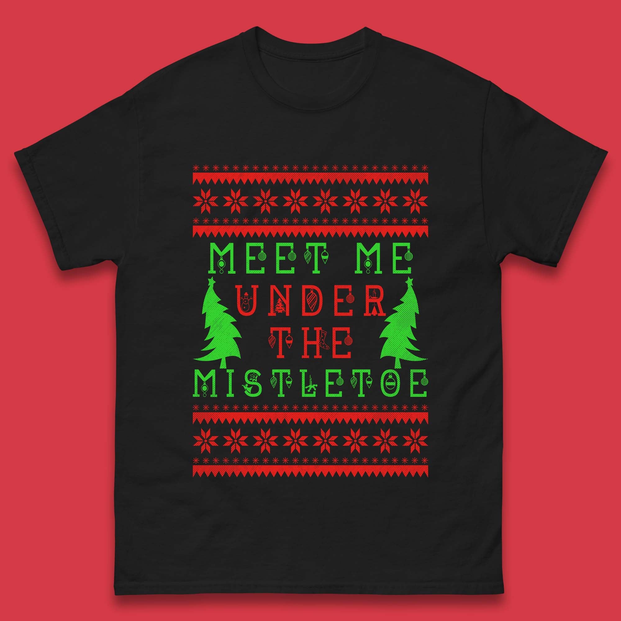 Christmas Mistletoe Mens T Shirt Womens Tops Tees Meet Me Under The Mistletoe Top M
