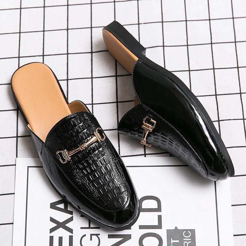 Designer Summer Men's Semi-slip Sandals, Men's Casual Fashion, Leather Semi-shoes, Men's Loafers, Slip-on Flats, Driving Shoes