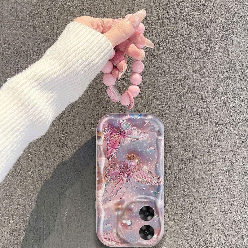 Realme Note60 Mobile Phone Case Cream Pattern White Crystal Butterfly