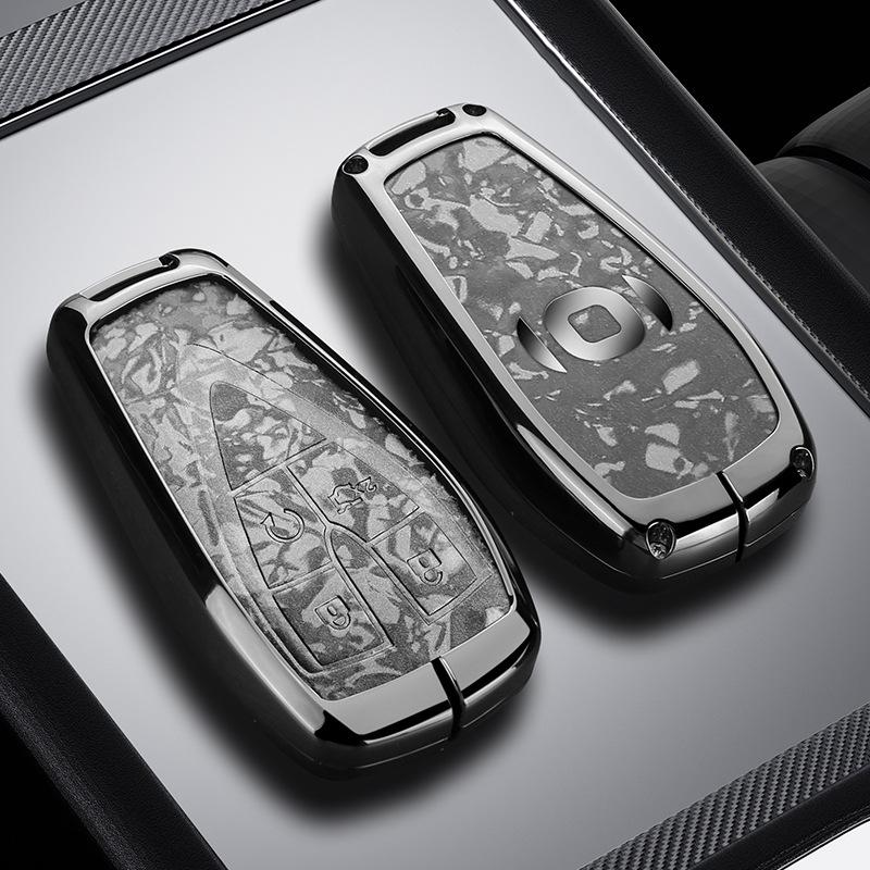 Changan Qiyuan A05/A06/A07 Schlüsseletui - Q05 125MAX Fernbedienung Metallgehäuse mit Leder-Druckknopf