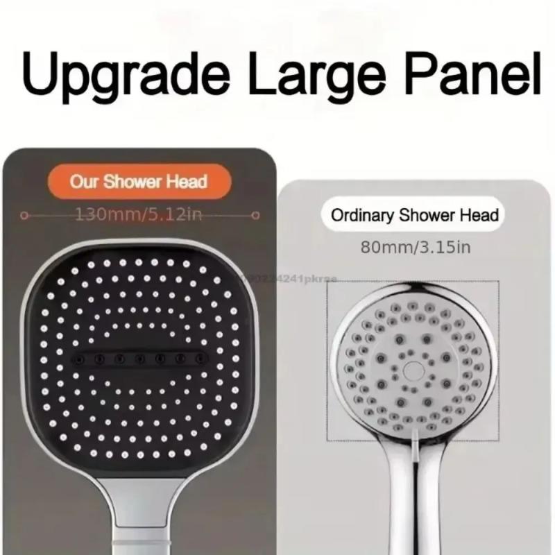 High Pressure Large Panel Shower Head Square 13CM Bathroom Shower Head Filter Element 3 Mode Bathroom Shower Tool Home Shower