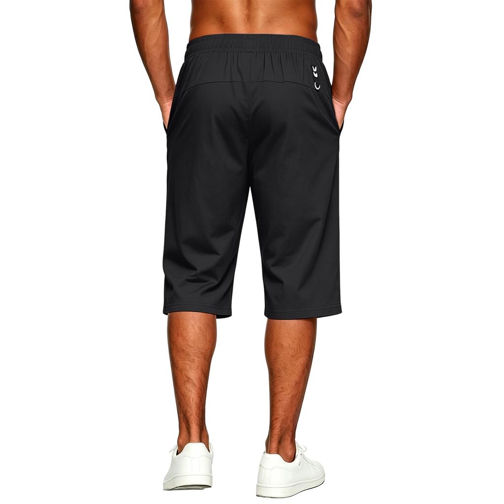 Men’s Ultra Lightweight Stretchy Ice Silk Seven Tenth Length Pants with Elastic Waistband and Zipper Pockets for Everyday Wear