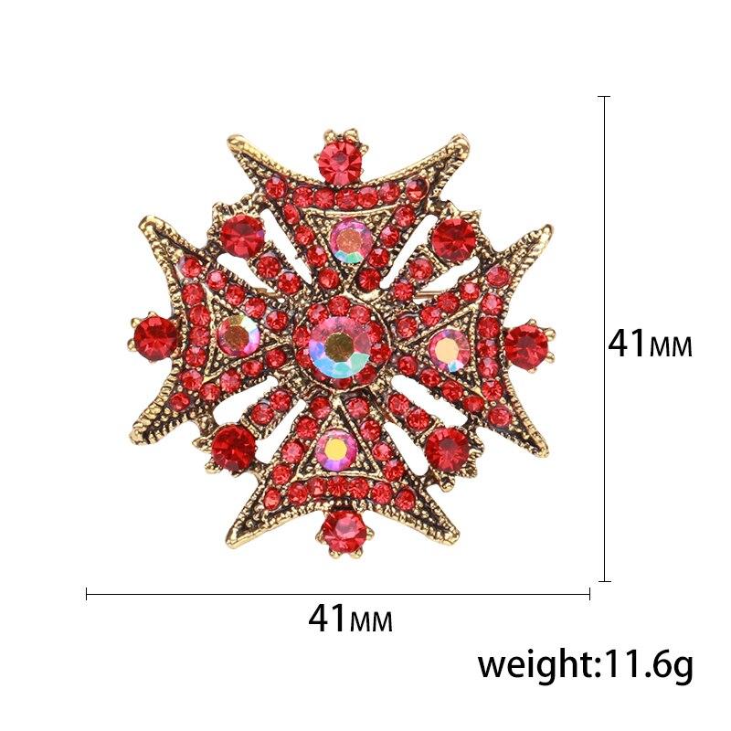 Blucome Broches en forme de flocon de neige en Zircon cubique, strass rouge pour femmes et hommes, couleur or, conception spéciale d'oiseau de mariage