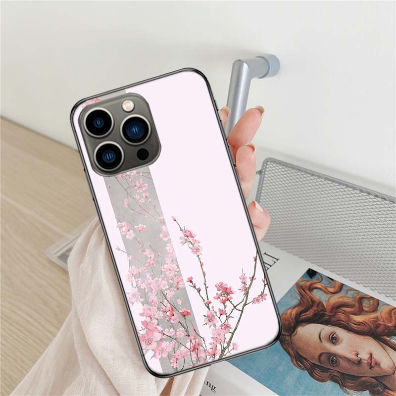 Cherry Blossom Tree Phone Case For Iphone 17 Air 16 15 Pro Max 14 Plus 16E Coque 13 Pro 12 Mini 11 Clear Cover Silicone Cute She