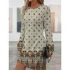 Spring Autumn Women Dress Casual Long Sleeve O-neck 3D Print Loose A-Line Dress Oversized Home Wear Robe