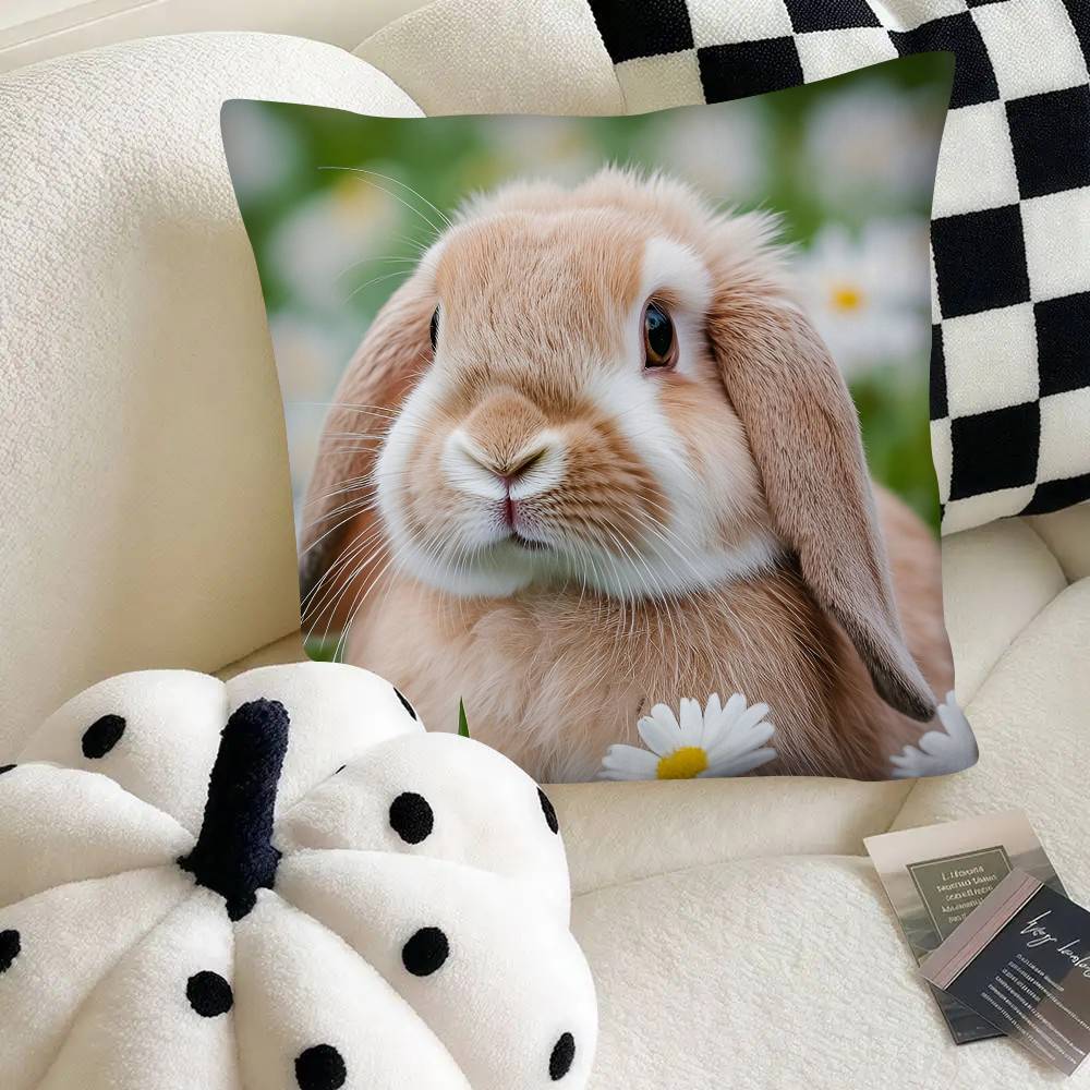 Rabbit Pillow Case Fashion Square Pillowcase Bedroom Sofa Room Ins Decoration Leisure