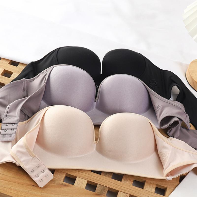 3/4 Cup Strapless Bra Women's Invisible Push-up Bra Anti-sagging No Steel Ring Underwear Beautiful Back Lingerie