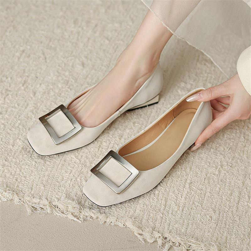 Fashion 2025 Spring/summer Leopard Print Cow Leather Woman Shoes Square Toe Low Heel Women Pumps Shoes for Women Shallow Mouth Loafers