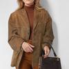 Retro Suit Jacket Autumn New European and American Women Retro Brown Loose Pocket Long Sleeve Blazers