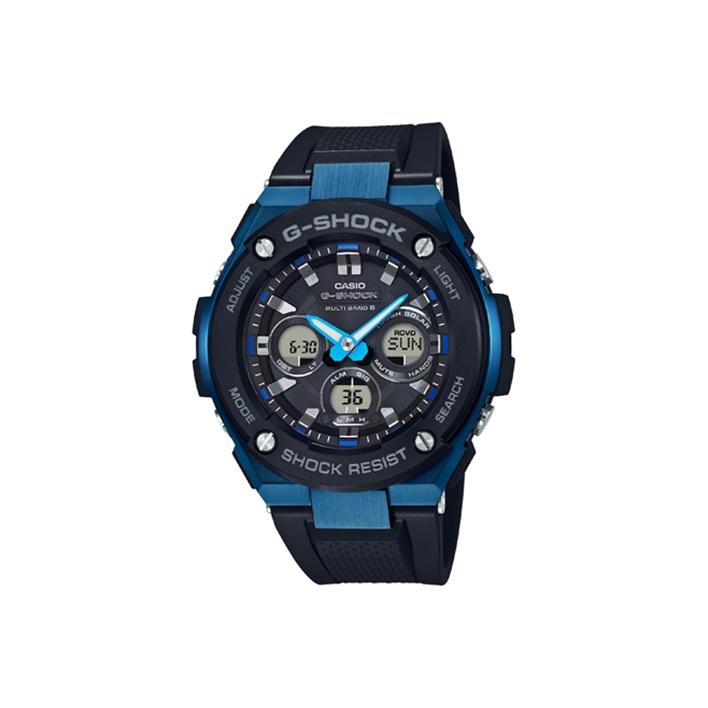 

Casio G-Steel Series W Round Dual Display Fashion Trend Business Casual Sports Waterproof Quartz Watch Men watches Black GST-W300G-1A2PR Black Blue