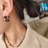 New Vintage Enamel Color Metal Texture Small Circle Hoop Earrings For Women Trendy Gold Plated Statement Ear Buckle Creative Jewelry