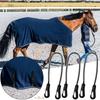 Horse Blanket Elastic Leg & Tail Strap - Adjustable with Double-Ended Clips, Replacement for Turnout and Stable Blankets