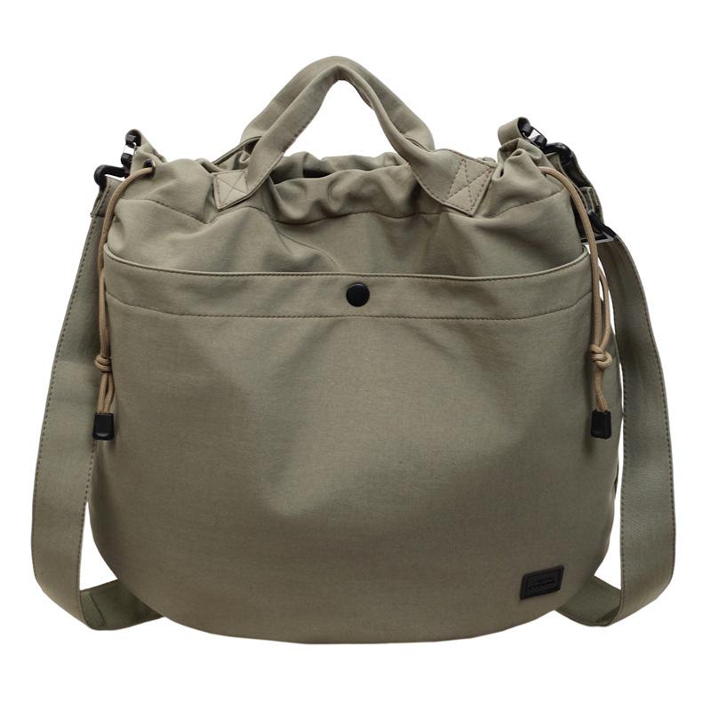 2026 Chic Japanese Workwear Style Solid Color Women's Casual Handbag - Drawstring Fashion Single Shoulder Crossbody Bag