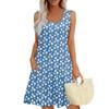 Women's Summer Floral High Waist Bohemian Dress Casual Hawaiian Flowing V Neck Holiday Dress