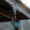 Metal Rain Chain with Hummingbird and Flower Cup Design for Outdoor Gutter Water Drainage and Decorative Use Durable Weather Resistant
