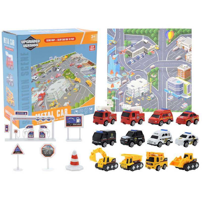 

Рождественский календарь обратного отсчета Машина Сюрприз-бокс 24 дня Набор игрушечных пожарных машин из сплава Style H