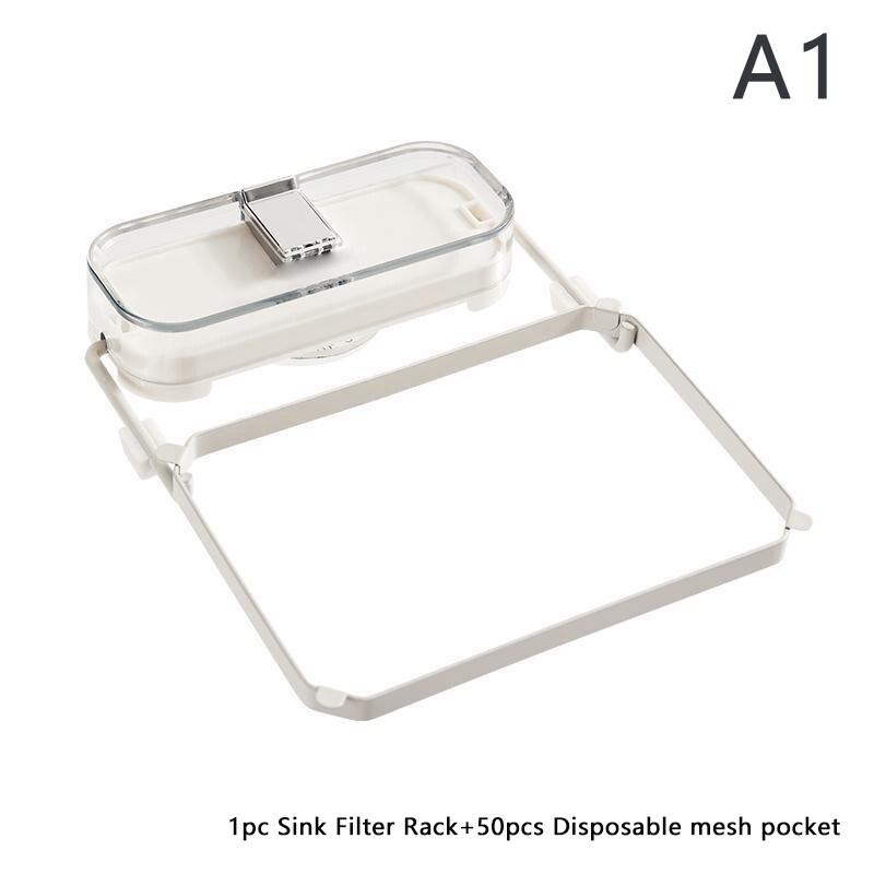 

Сетчатый фильтр для кухонной раковины, подставка для сушки, 50 шт. сетчатых фильтров, складной держатель для мусора, сетка для мусора, полка для аксессуаров для раковины