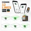 CIGMAN 3D Laser 12 High Precision Color App Suitable for Outdoor and Interior Construction Level, Lines, ±1.5mm/5m, 2-Inch LCD, Compatible, USB-C