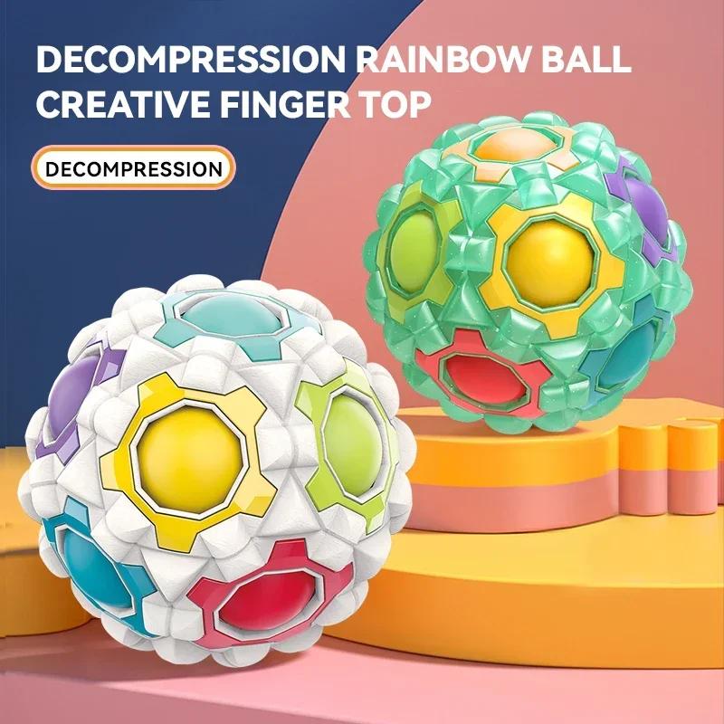 Children’s Thinking Training Sensory Toy - Rainbow Ball Puzzle Magic Cube Antistress Fidget Tool for Adult Decompression Massage