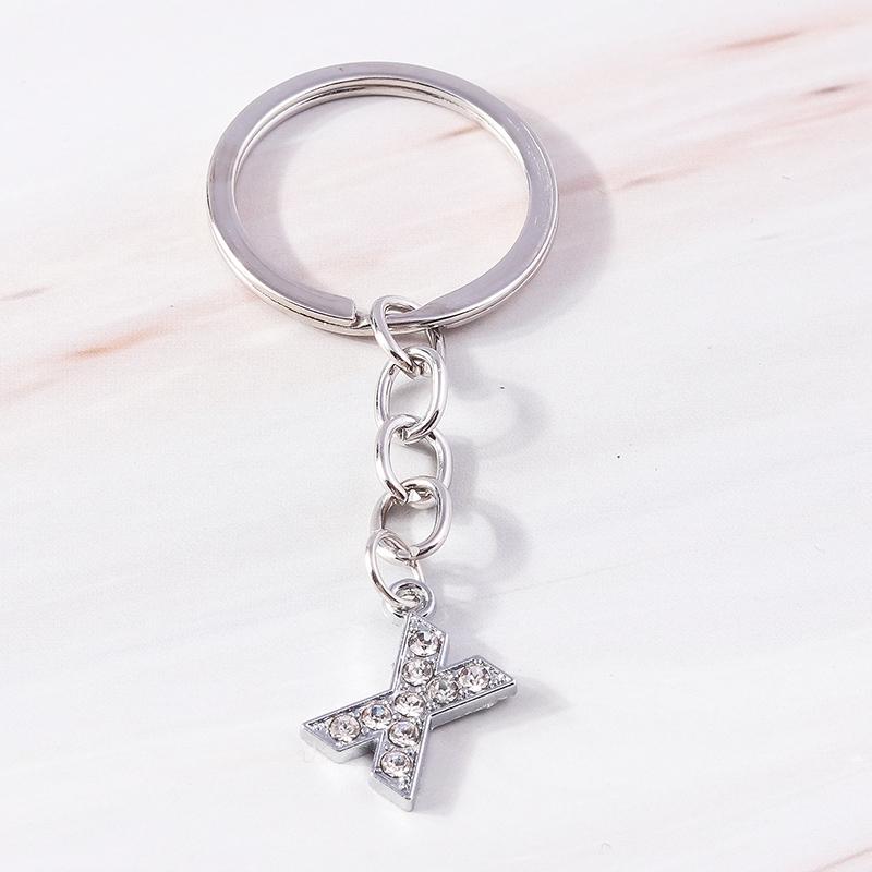 Fashion Initial 26 Letters A-Z Alphabet Keychain Rhinestone Key Ring Pendants for Car Key Bag Decor Charms DIY Accessories