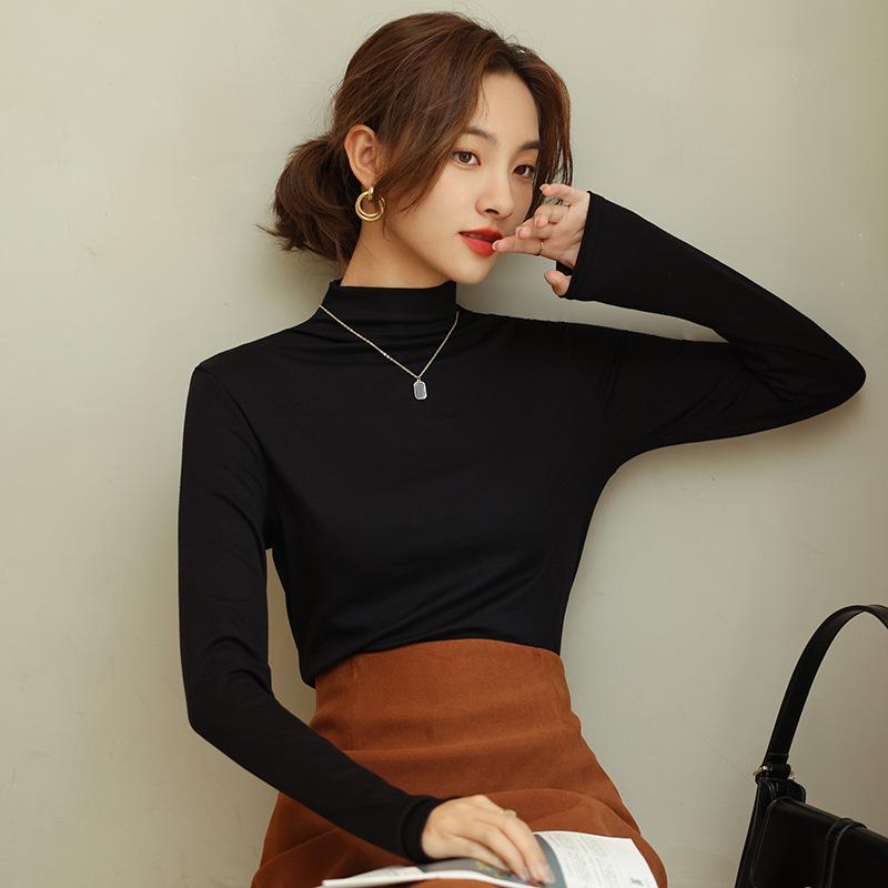 Autumn and Winter Women's Base Shirt Slim Fit Versatile Long Sleeved T-shirt