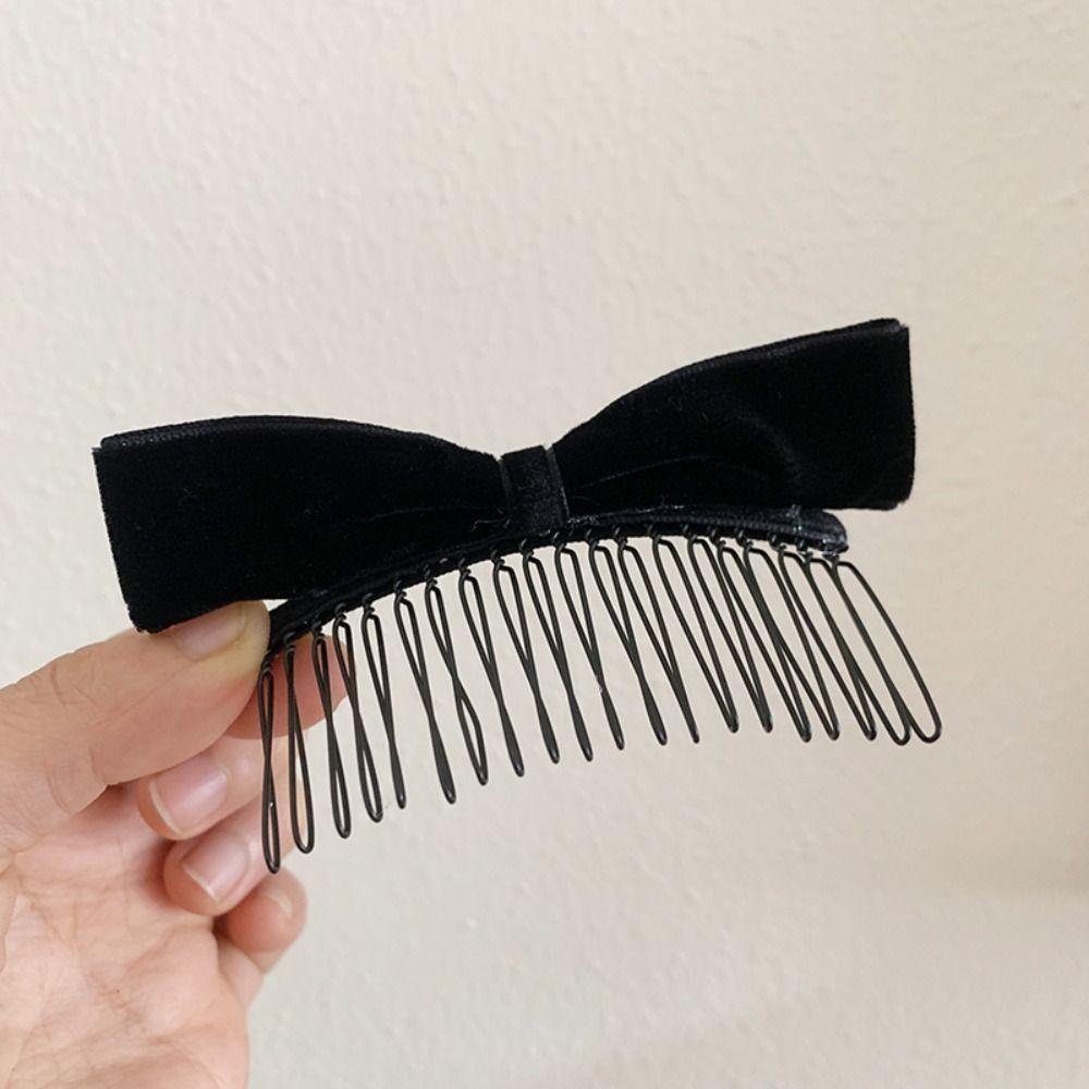 Red Velvet Bowknot Hair Clip Hair Comb Bow Hairpin Retro Children