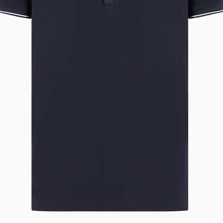 Armani Exchange SS23 Logo Print Striped Collar Short Sleeve Polo Shirt Men Polo Shirts Navy-Blue 8NZF71-ZJH2Z-1510