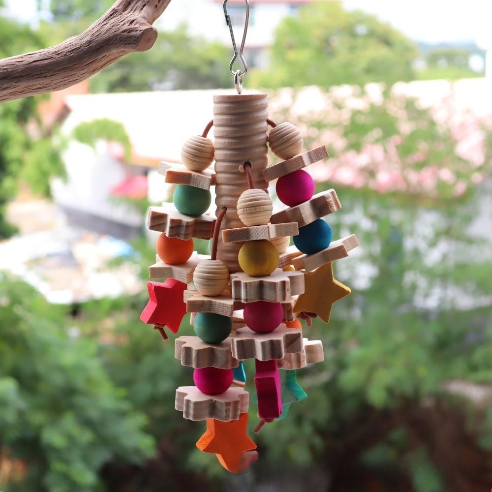 

Parrot Bird Chew Toy With Wooden Star Beads And Mango Corn For Mediumsized Birds Colorful