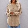 Women's Color Neck Long Sleeve Basic Pullover Top Retro