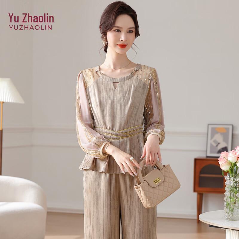 YUZHAOLIN 2026 New Style Mid-Aged Women s Elegant Summer Two-Piece Set 3XL