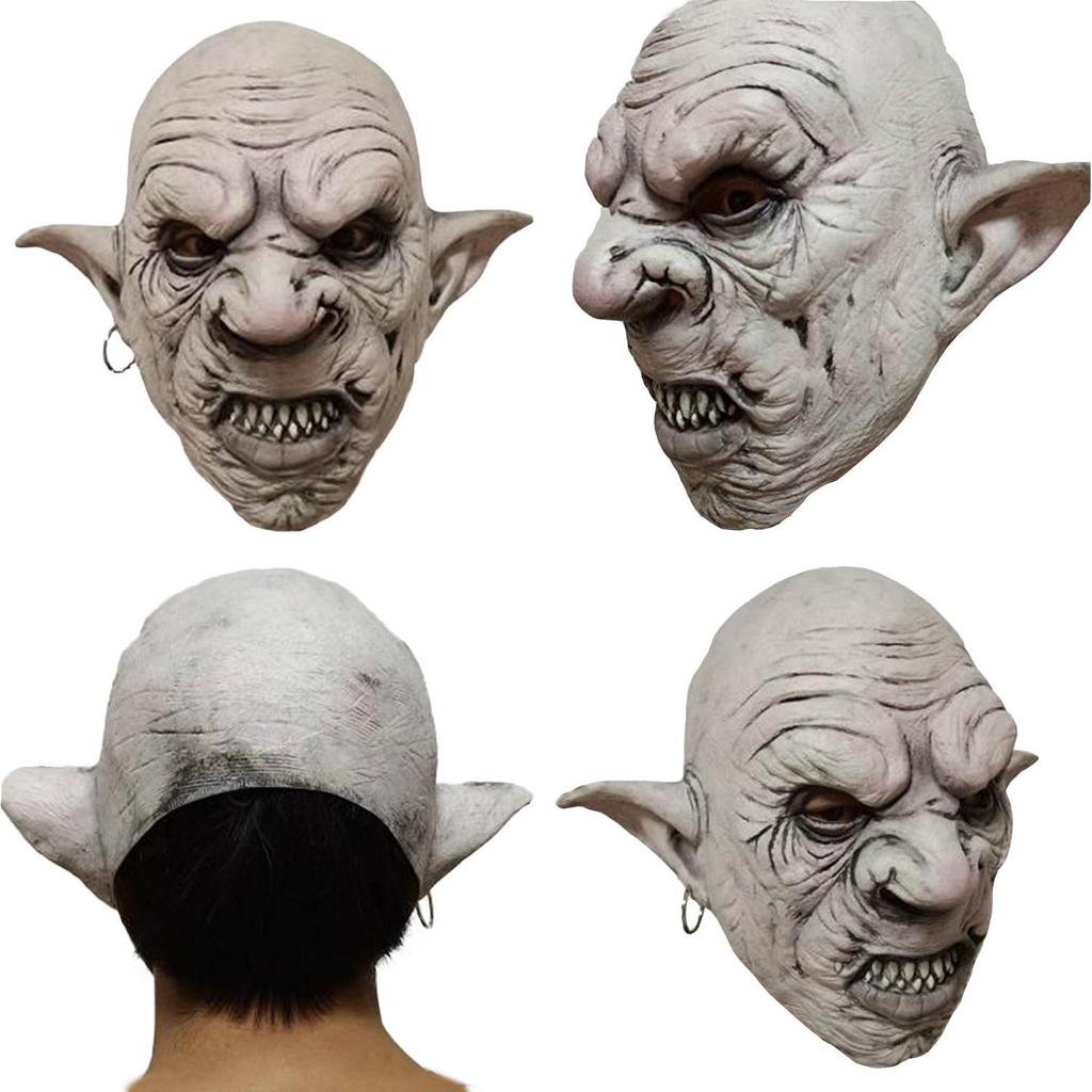 Latex Horror Mask For Halloween Costume With Earring Accent And Haunted Theme