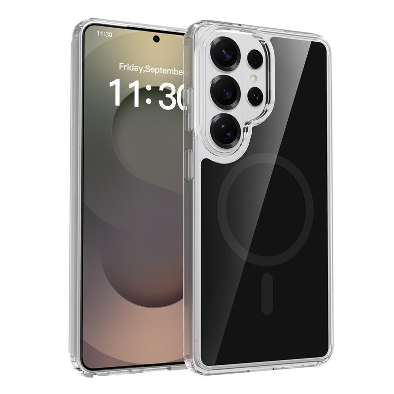 For Samsung Galaxy S26 Ultra S26 Plus Case Magnetic Transparent Clear Hard PC Back Anti-fingerprints Wireless Charging Cover