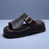 Retro Belt Buckle Soft Bottom Fashionable Outer Wear Cool Slippers Women's 2025 Summer New Thick Bottom Heightening Non-slip One-word Drag