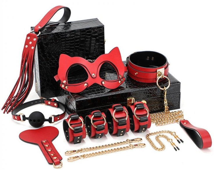 Luxury BDSM Set Black-Red 8 Pieces - KinkHarness - SM Kit