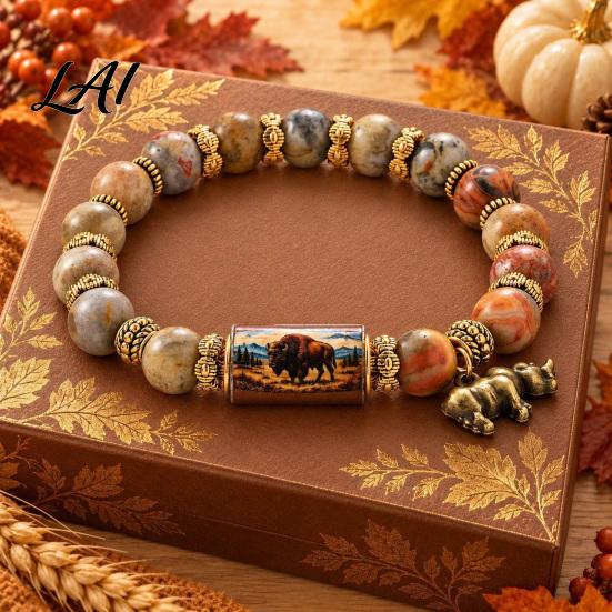 Cute Owl Cat Bird Bracelet Stretch Deer Beaded Bracelet Retro Animal Bead Bull Skull Birthday Present for Her Elastic Boho Women Autumn Holiday