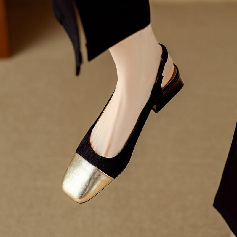 

Summer new bag head empty sandals versatile black women s sandals Korean version fashion square head buckle with women s sandals 39 чёрный